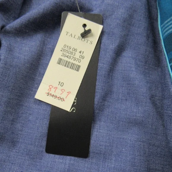 Talbots Blazer Womens 10 Blue Patchwork‎ Madras Plaid Cotton Two Button Lined - Picture 4 of 16